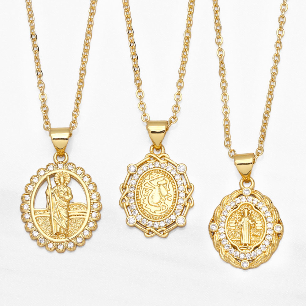 fashion religious creative diamond geometric round pendant