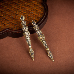 Antique Tibetan Vajra Amulet, Nepalese Bronze Pendant, Maitreya Vajra Keychain Decorative Accessory