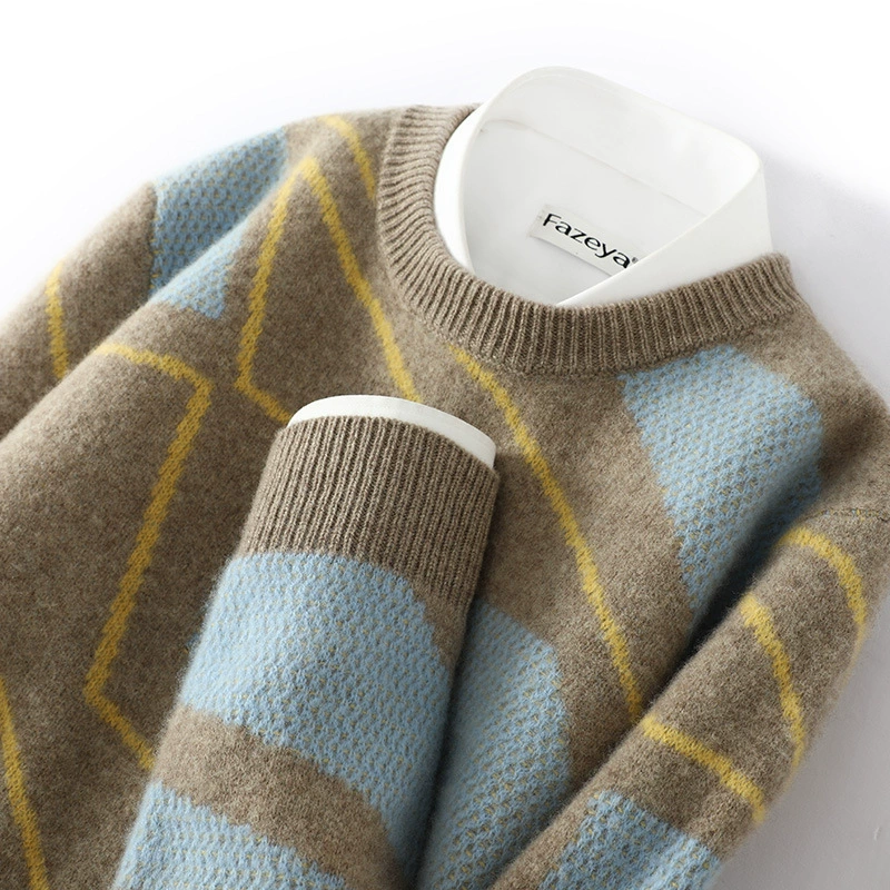 100% шерстяной свитер, мужской вязаный нижний свитер с круглым вырезом, соответствующий цвету, осень и зима, новый деловой Повседневный свободный кашемировый свитер, свитер