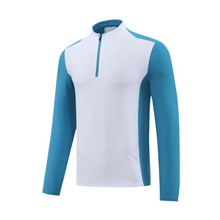 Teenager Running Sports Long-sleeved Quick-drying T-shirt Men's Half-stand Collar Zipper T-shirt Leisure Outdoor Sports Elastic Breathable