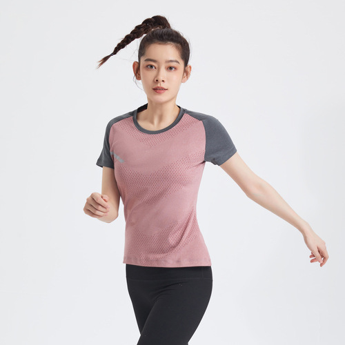  Breathable and lightweight running short-sleeved tops fitness yoga outdoor sports ice silk T-shirt elastic quick-drying clothing for women