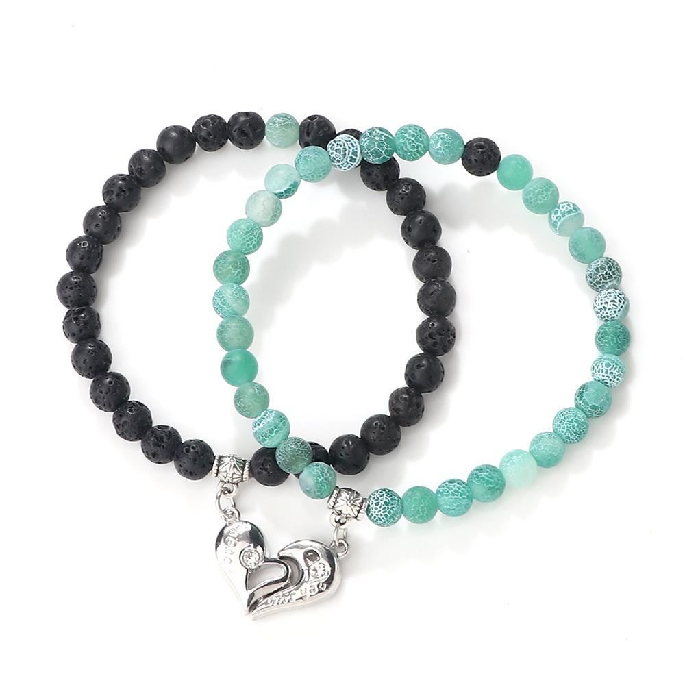 Creative water drop stacking magnetic buckle bracelet cute three dimensional pendant bracelet pearl pattern water drop men and women set jewelry_voghion.com