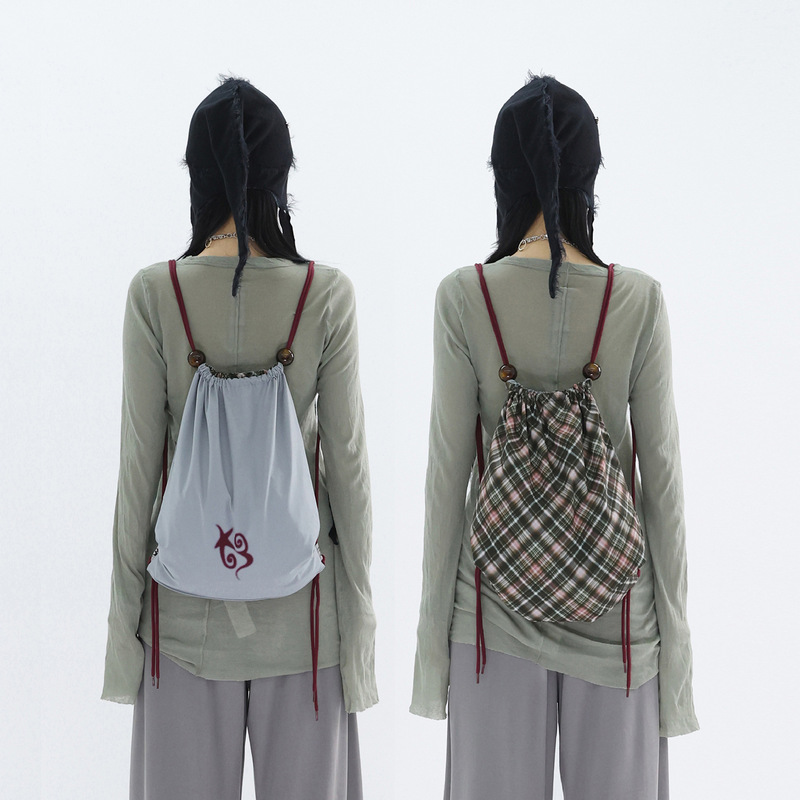 Meiya Myfuzzykon Home Series Waterproof Lightweight Beaded Double-Sided Drawstring Backpack/Messenger Bag