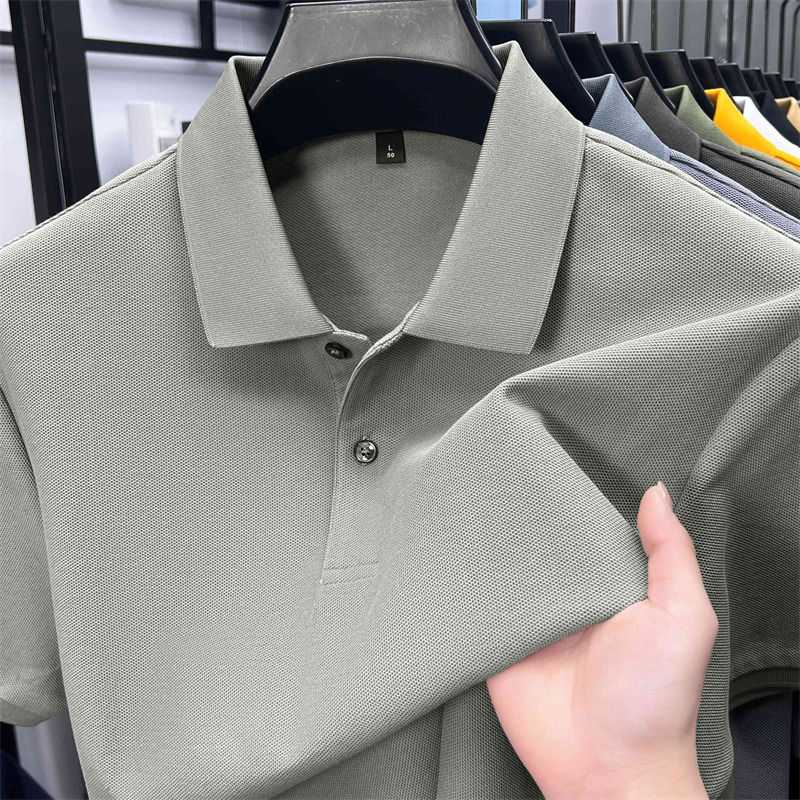 2026 Summer New Style Pure Cotton Short-Sleeved T-Shirt Men's Lapel Polo Shirt Summer Half-Sleeved Solid Color Short-Sleeved Top 2026 Summer New Style Pure Cotton Short-Sleeved T-Shirt Men's Lapel Polo Shirt Summer Half-Sleeved Solid Color Short-Sleeved Top