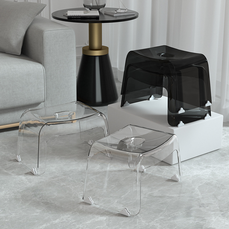 Transparent Small Stool Household Shoe Changing Stool Creative Children's Low Stool Household Bathroom Bath Stool Living Room Coffee Table Plastic Stool