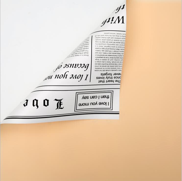 Flower Party Factory Nuevo periódico en inglés Papel de embalaje de flores Sentido de alta calidad Florería impermeable Papel de embalaje de flores Papel de embalaje de ramo