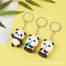 卡通熊猫钥匙扣挂件软胶网红熊猫公仔包包挂件情侣小挂饰活动礼品