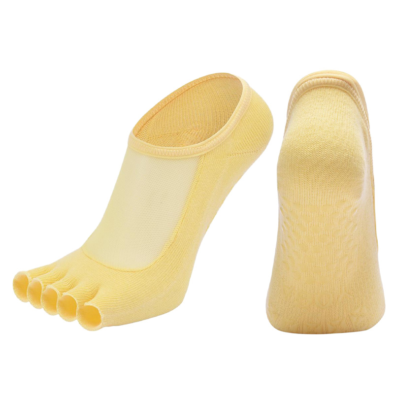 Calcetines de Yoga de Cinco Dedos para Mujer de Algodón, Antideslizante, Absorbente de Sudor, para Yoga