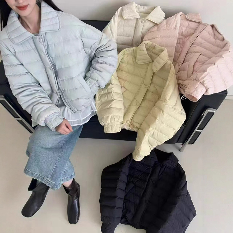 2025 New Autumn and Winter down Jacket Women's Lightweight Short Lapel Small Warm Jacket Fashionable Elegant White Duck down