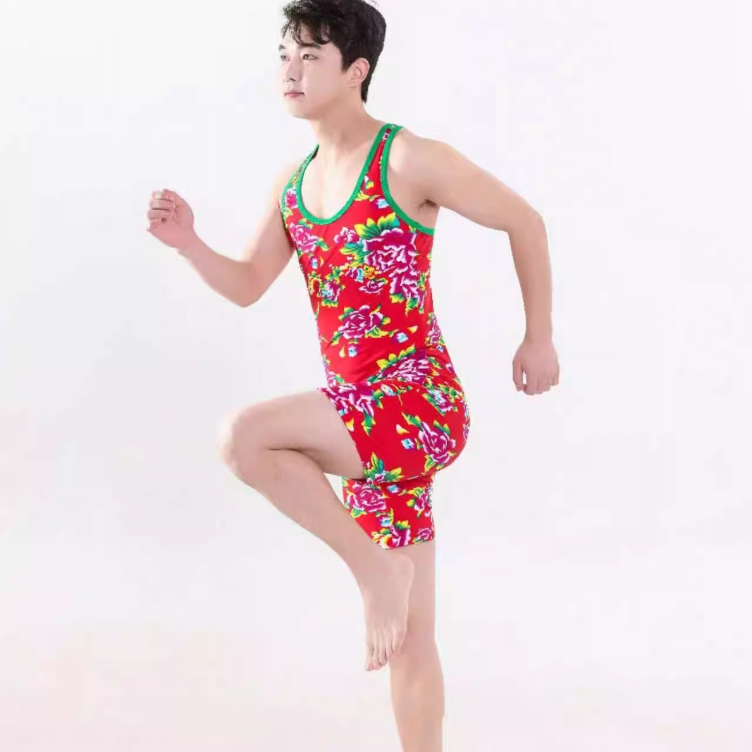 2024 new men's swimsuit northeast big flower style one-piece swimsuit plus size racing swimsuit seaside men's swimming trunks