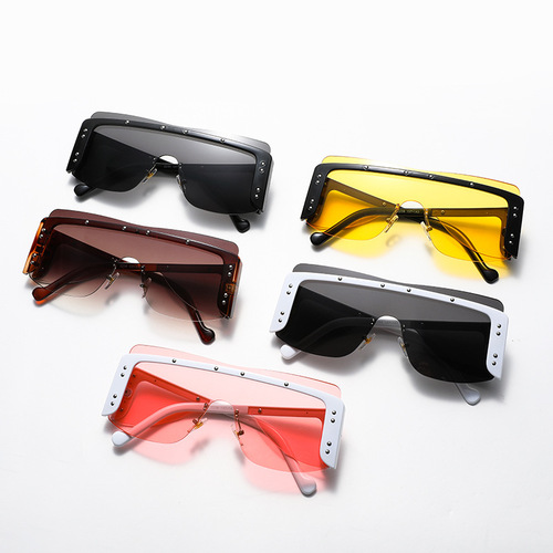 S218 New Style Rice Nail One-piece Windproof Sunglasses Fashionable Trendy European and American Style Travel Driving Leisure Goggles