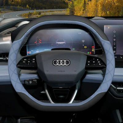 Steering wheel cover | Q6, and E-Tron - double-d-type-black-moroccan-coast-color-set-ultra-thin-model-default