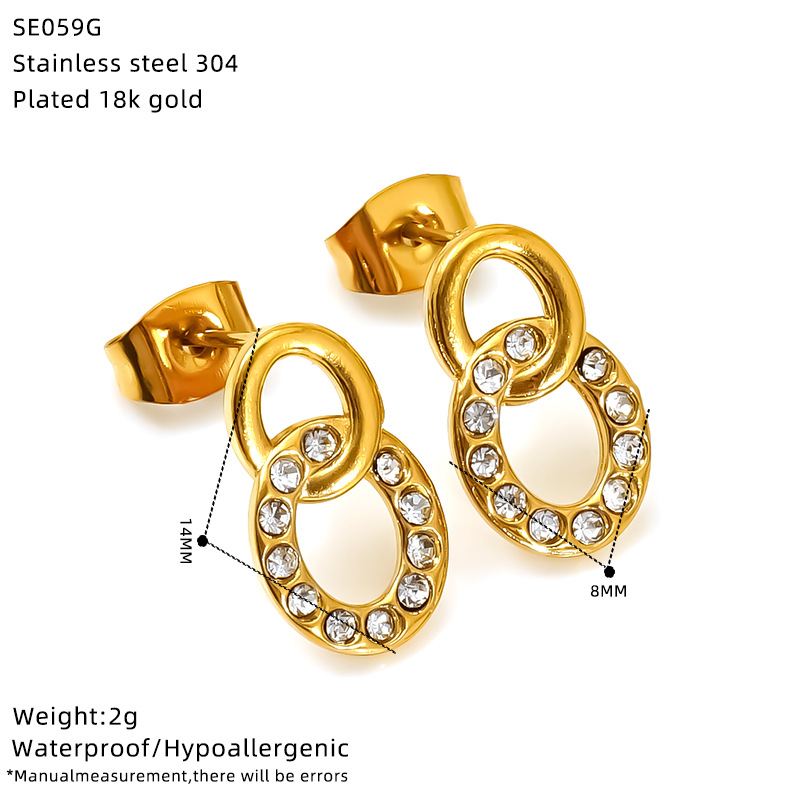 4g Weight Titanium Steel Ear Needle Material Zircon Inlay Material Ear Studs Classification 1 Pair Quantity 1 Pair Elegant Solid Color Inlay Titanium Steel Zircon Ear Studs