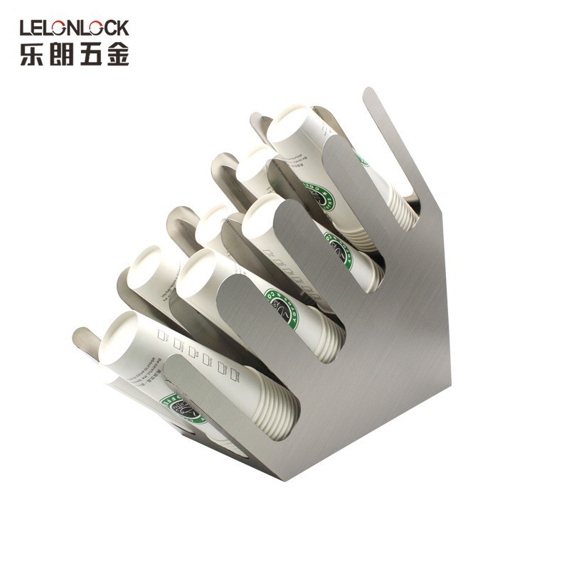 Titular de la taza de papel de ocho rejillas portavasos taza de té de leche estante de almacenamiento té de leche cafetería portavasos de acero inoxidable Barra de almacenamiento de mostrador