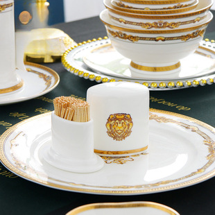 Creative Personality Toothpick Cartridge Bone China Household Living Room Fashion Toothpick Box Barrel Floss Storage Box Apple Toothpick Jar