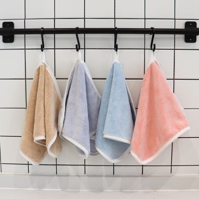 Square Towel, Small Towel, Absorbs Water, Dries Quickly and Does Not Shed Hair, Adult Student and Kids Face Wash Household Coral Velvet Face and Hand Towel