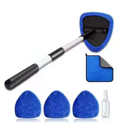 and Defogging Brushes, Factory Wholesale Car cleaning tools - pentagonal-telescopic-pole-4-blue-coral-velvet-covers-1-bottle-towel