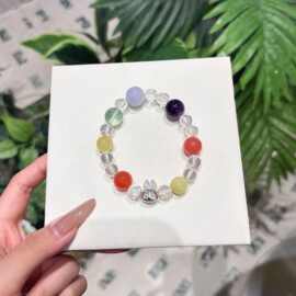彩色糖果天然多宝水晶手串 女白水晶紫阿塞粉黄水晶草莓晶 手饰链