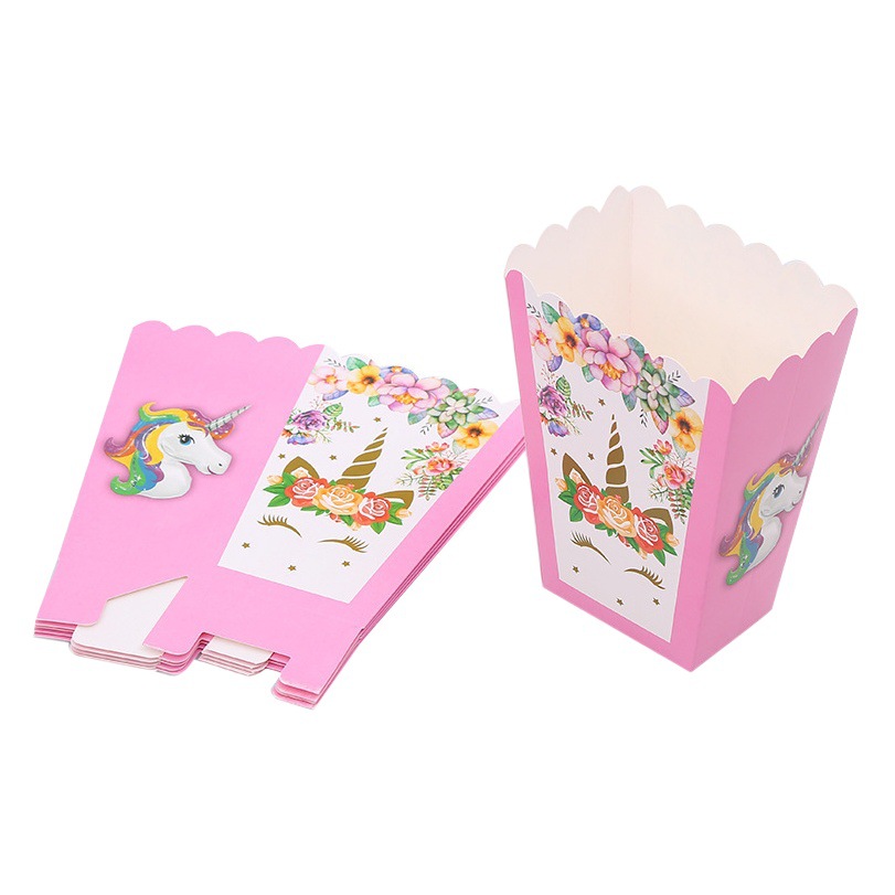 Caja de Palomitas de Maíz Coleccionable con Diseños de Unicornio, Spiderman y Dinosaurio, Estilo de Dibujos Animados, con Lazo de Regalo