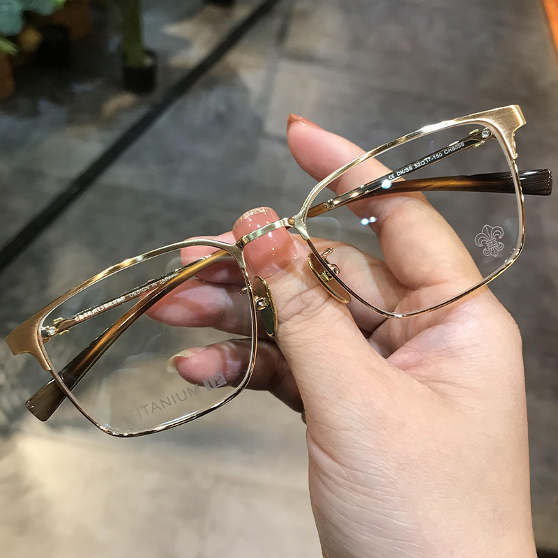 Trendy, durable, versatile eyeglass frames for men and women, fashionable titanium frame, ultra-light business large frame glasses, suitable for non-prescription lenses and prescription lenses