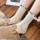 Ear-rimmed socks women's piled socks spring and summer new Japanese simple solid color all-match cute girls lace tube
