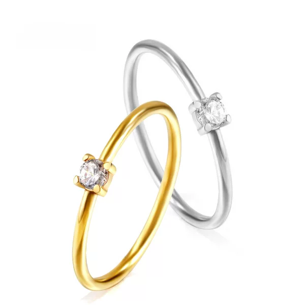 Hot selling niche extremely fine stainless steel jewelry 2mm arc plain ring gold inlaid zircon titanium steel ring manufacturer