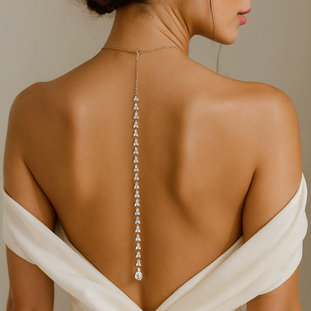 Новый трансграничный продукт, длинная цепочка с цирконом на спине, европейская и американская мода, подвеска с жемчугом и каплями воды, женское ожерелье
