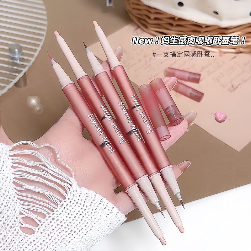 Makeup Sweet Mint Eye Contouring Pen for Natural Highlighting and Shading, 2-in-1 Contouring Pen for Lower Eyelid