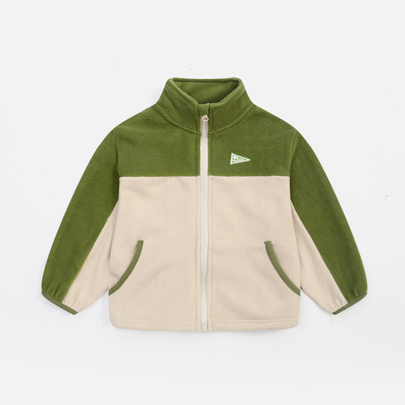 杰米熊2025新款山系户外摇粒绒外套男女童宝宝秋冬款加绒抓绒上衣