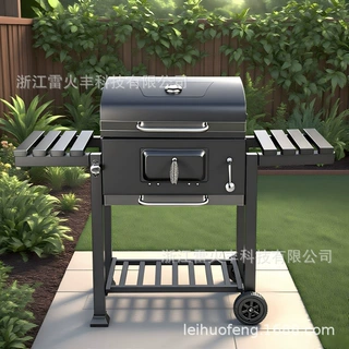 BBQ庭院大四方炉方形取暖炉木炭烟熏炉烧烤架加厚带盖大型烧烤炉