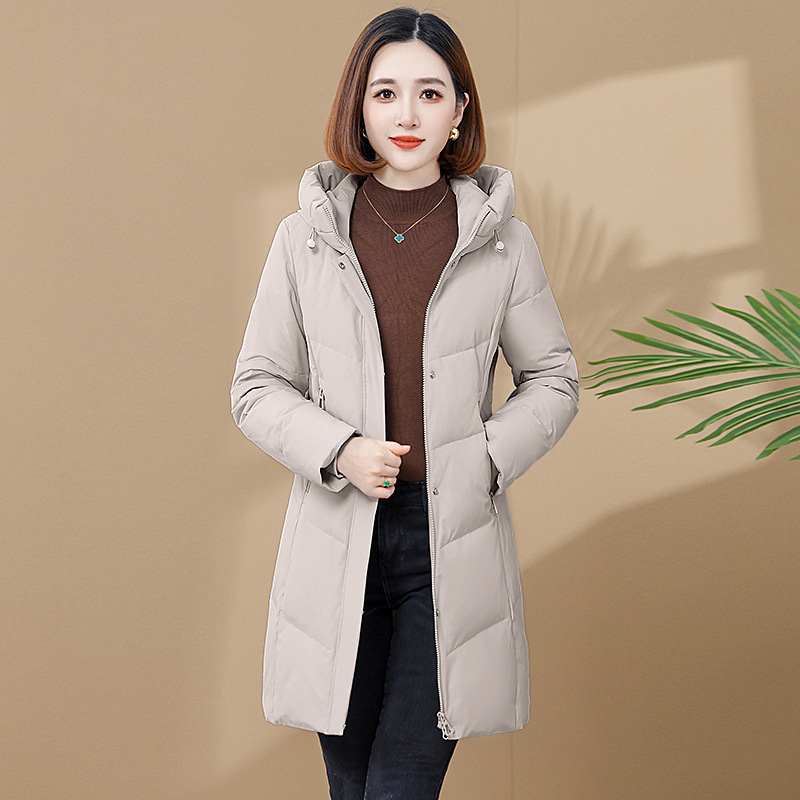 High-End Fashion Women's Winter New down Jacket Mid-Length Accessible Luxury Classy Hooded White Duck down Jacket