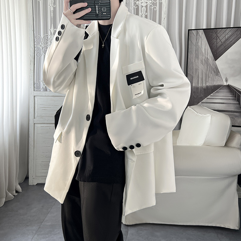 British Men's White Blazer Smart Casual Autumn Stylish Jacket_voghion.com