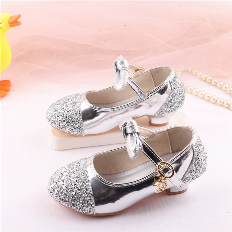 Девушки новый модный детский аксессуар бабочка на высоком каблуке принцесса подиум принимает танцевальное шоу блестящие одиночные туфли