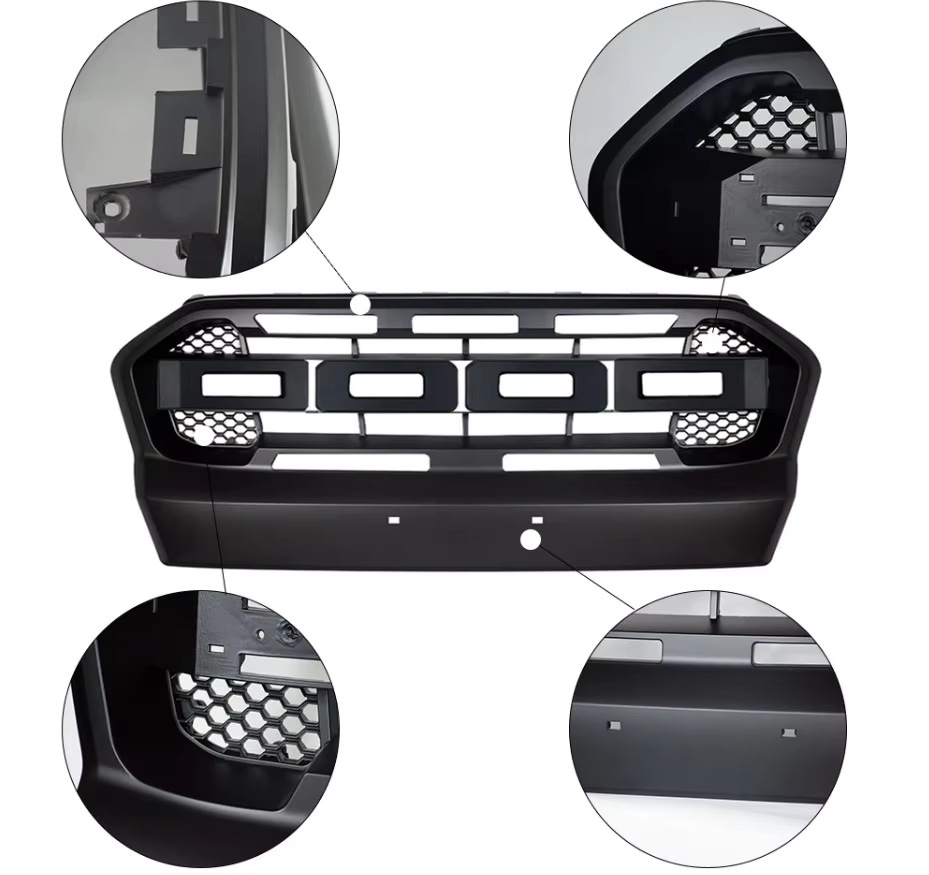Suitable for 2015-2018 Ford Ranger T7 pickup truck front grille with lights, radiator cover, off-road modification parts