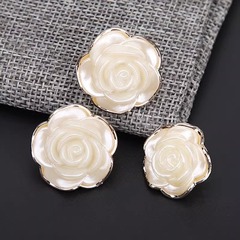 廠家直銷簡約時尚金邊紐扣大衣風衣玫瑰花紐扣女衣服裝韓版裝飾扣