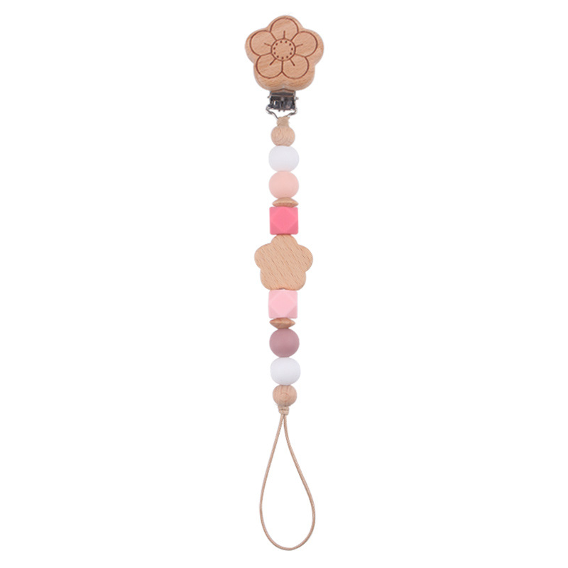 Productos para bebés flores de beech chupeta clips de dibujos animados para bebés flores de beech mordida de dientes molares chupeta cadena de prevención