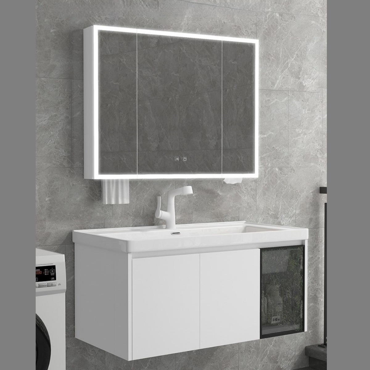 lavabo de cerámica con tabla de fricción lavabo armario colgante integral lavabo tipo pared lavabo