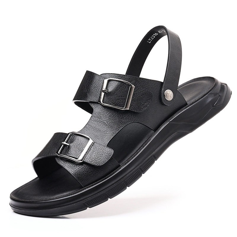 Dép sandal nam quai ngang hở ngón đế mềm hai kiểu mang, đi biển và dạo phố — CS2316 màu kaki, CS2316 màu nâu, CS2316 màu đen
