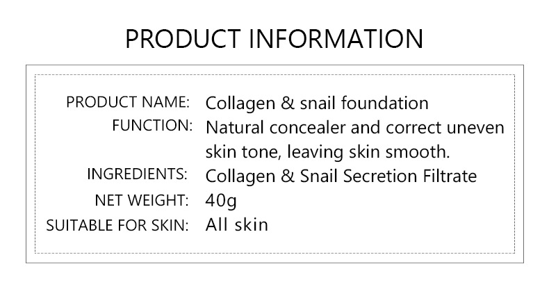 fondotinta Peimei liquido SnailCollagen Whitening Concealer Foundation_voghion.com