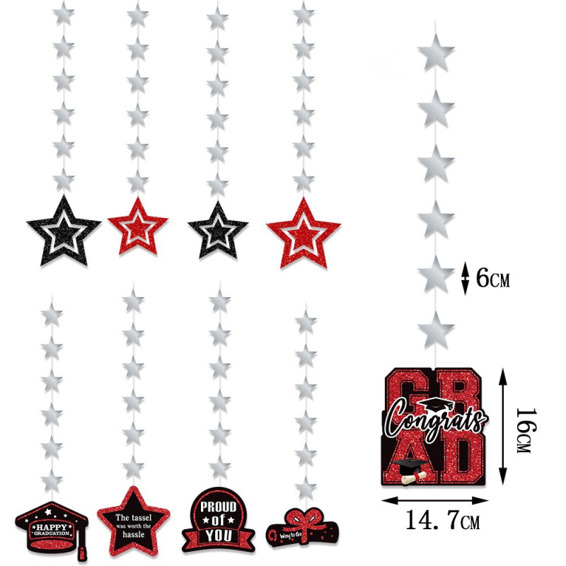 Temporada de graduación universitaria europea y americana decoración colgante ceremonia de graduación sombrero de bachillerato estrellas fondo decoración costura diseño de sitio
