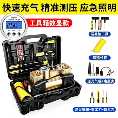 tire inflator for off-road – Hava nasosu - digital-display-toolbox-iron-handle-gold