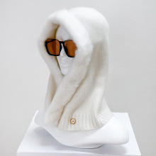 真水貂整皮毛+山羊绒巴拉克拉法帽女秋冬显脸小大头围保暖羊绒帽