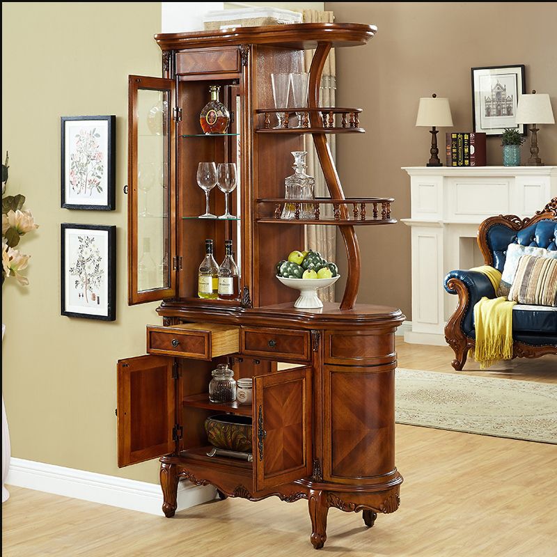 美式实木间厅柜奢华装饰柜玄关柜双面酒柜储物柜欧式客厅隔断柜