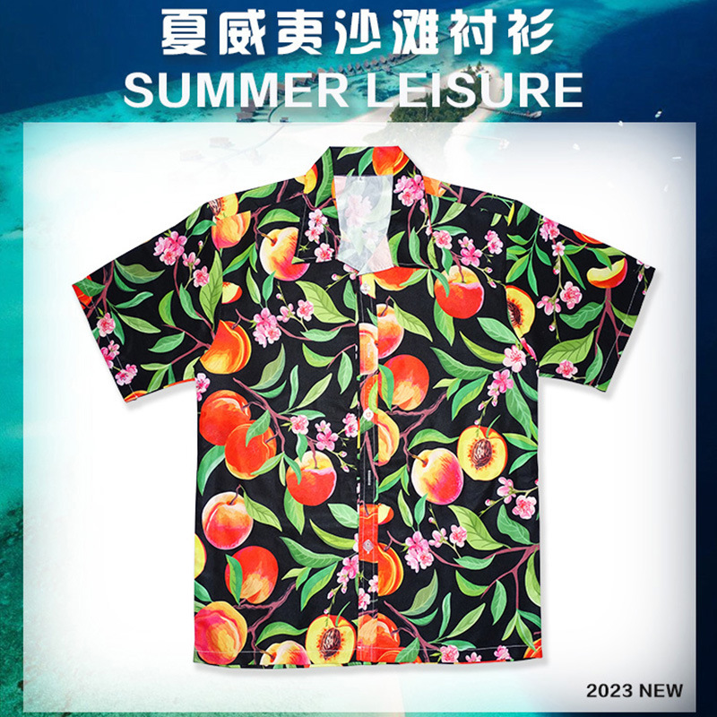 2118 cross-border exclusive Hawaiian beach shirt men's summer thin short sleeve lapel digital printed shirt