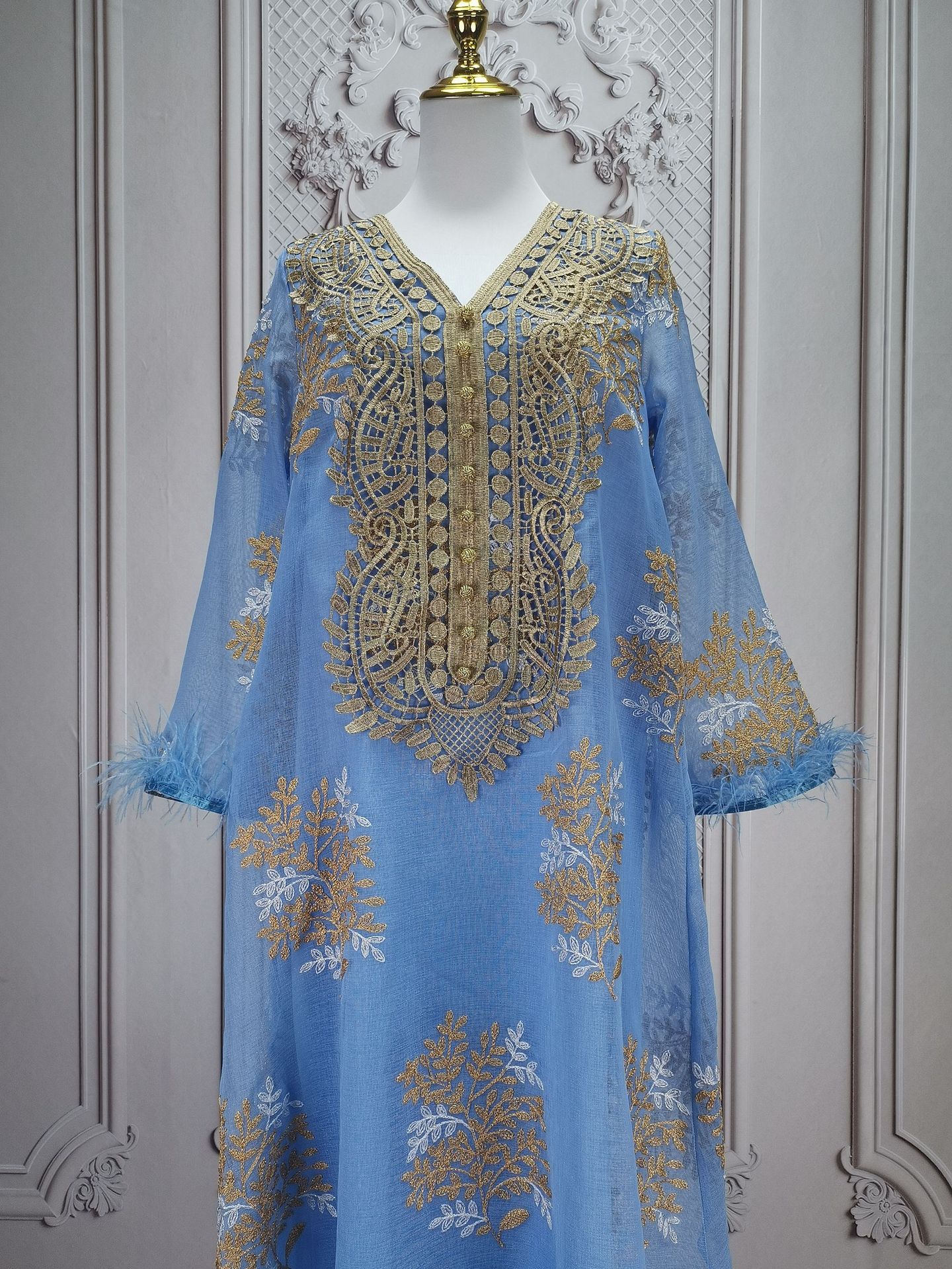 Damenbekleidung Bestickte muslimische Roben Arabische Kleidung Kleider_voghion.com