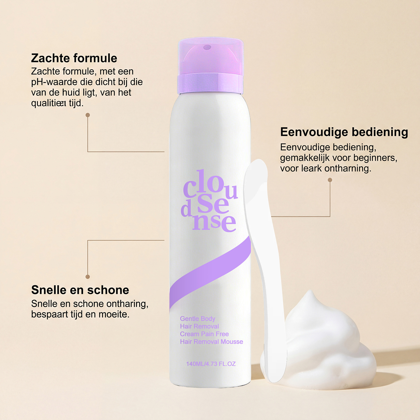 Gentle hair removal mousse
