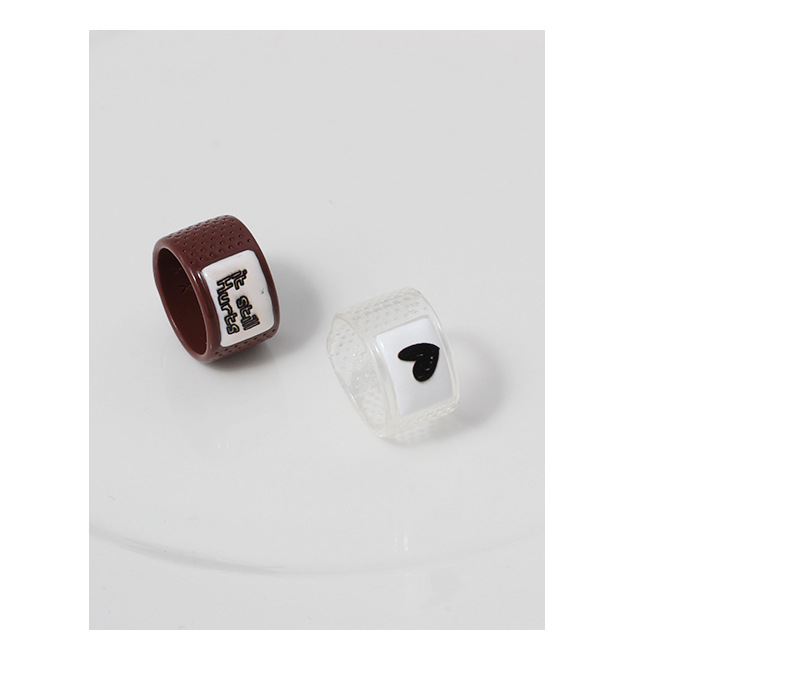 1 Piece Cute Letter Heart Shape Resin Printing Womenu0027S Rings