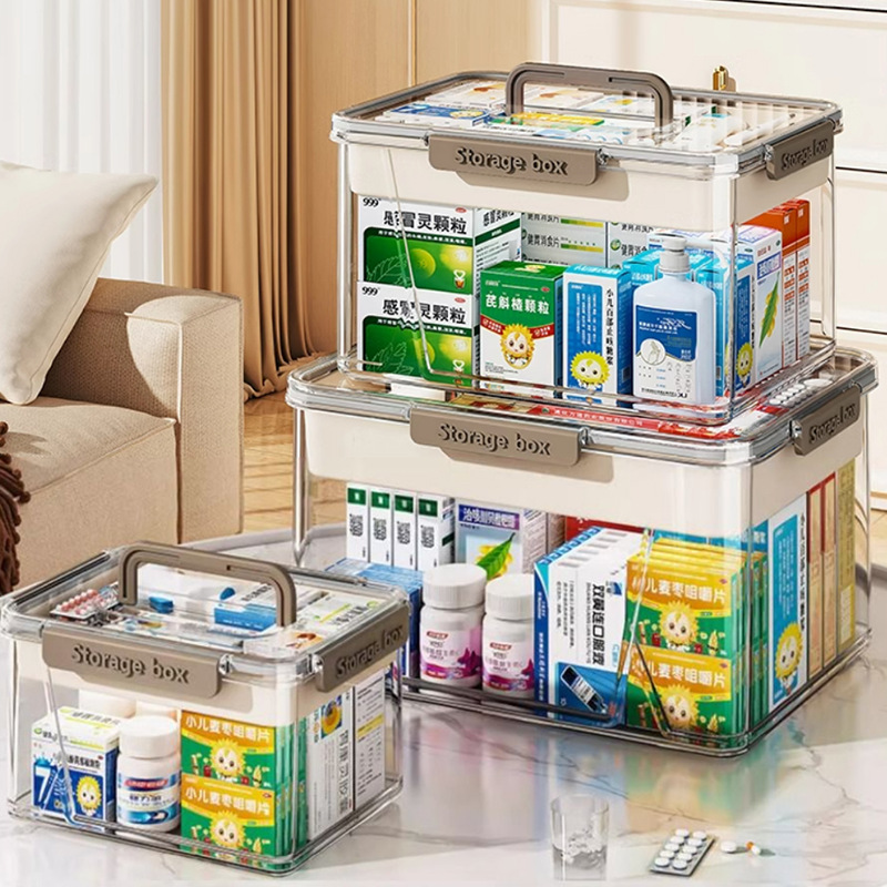 Xingyou household large-capacity multi-layer transparent color sealed storage emergency medicine medical drug storage medicine box