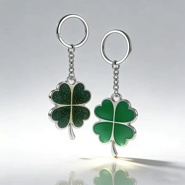 Lucky Four-Leaf Clover Alloy Car Keychain Irish Patrick Cross-Border Lucky Decoration Accessory Pendant