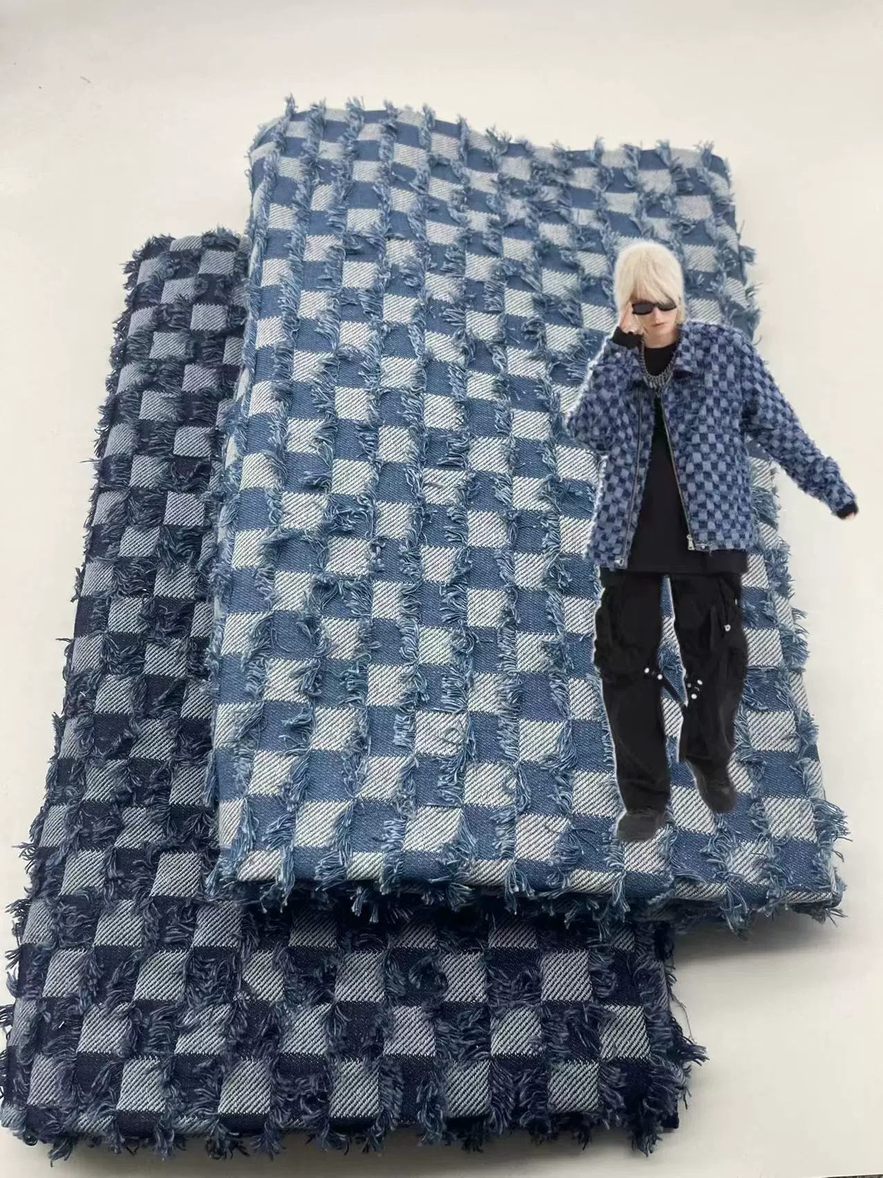 Chess, denim cloth, jacket, design bag, handmade